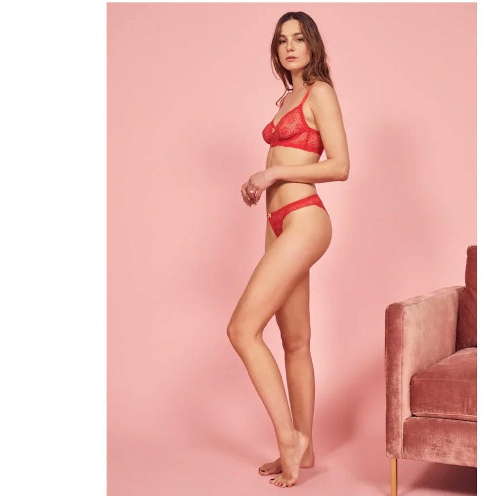 NWOT Reformation x Cosabella red lace lingerie set